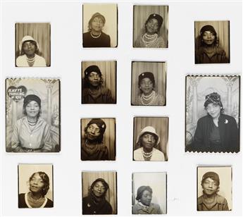 (PHOTO BOOTH) A group of 52 stunning photo booth and arcade portraits, most of which show the same African American woman.